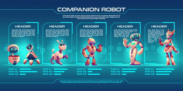 コンパニオンロボット進化タイムラインインフォグラフィック — ストックベクタ