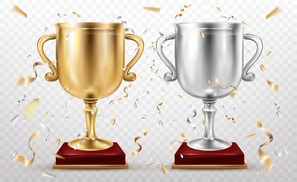 Tasses d'or et d'argent, trophée de sport, gloire des gobelets — Image vectorielle