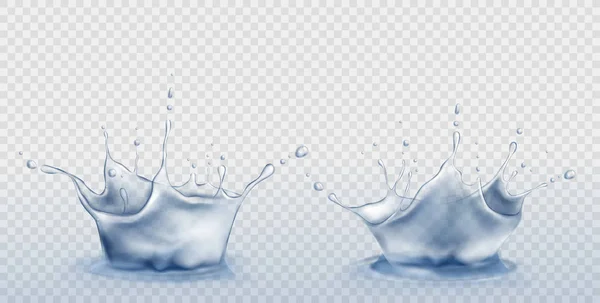 Water splash set in shape of crown with droplets — Stock Vector