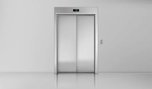 Pintu lift, tutup pintu masuk lift krom - Stok Vektor