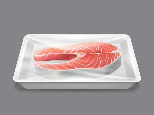 Fruits de mer de saumon frais emballés de poisson cru — Image vectorielle