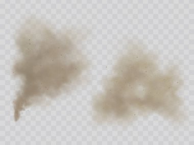 Duman veya toz bulutları izole gerçekçi vektör