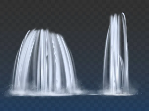 Vattenfall eller fontäner Flow 3D realistisk vektor — Stock vektor