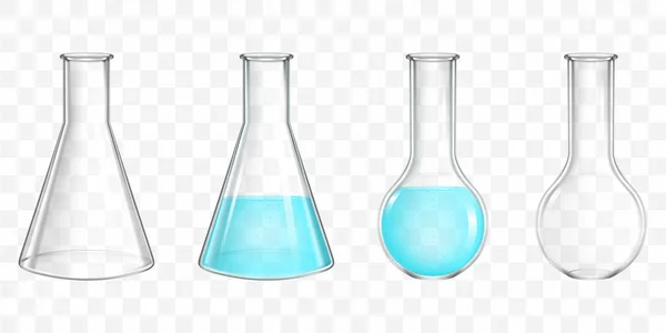 青い水現実的なベクトルを持つ実験室フラスコ — ストックベクタ