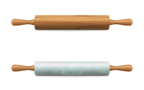 Wooden dan batu marmer vektor rolling pins - Stok Vektor