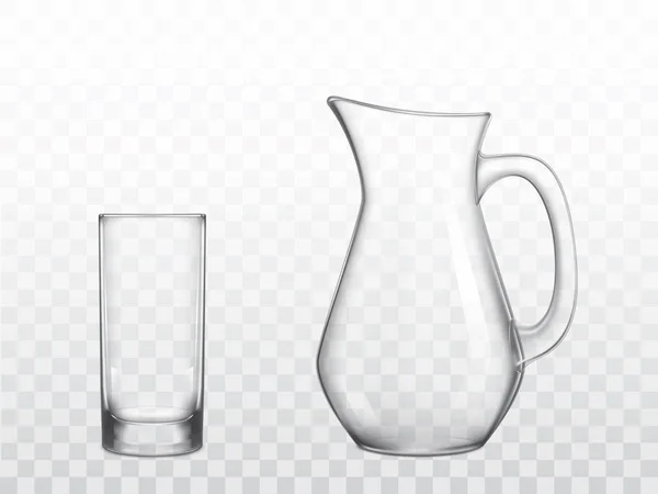 Glazen kruik en Highball glas realistische vector — Stockvector