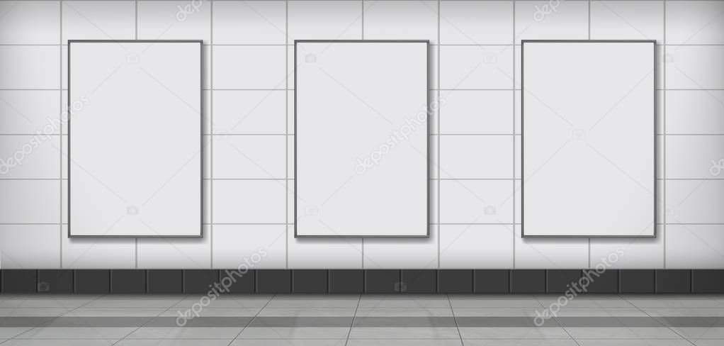 Blank advertising banners hanging in row vector