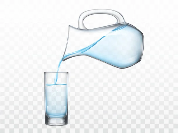 Χύνοντας γλυκό νερό από κανάτα σε γυάλινο διάνυσμα — Διανυσματικό Αρχείο