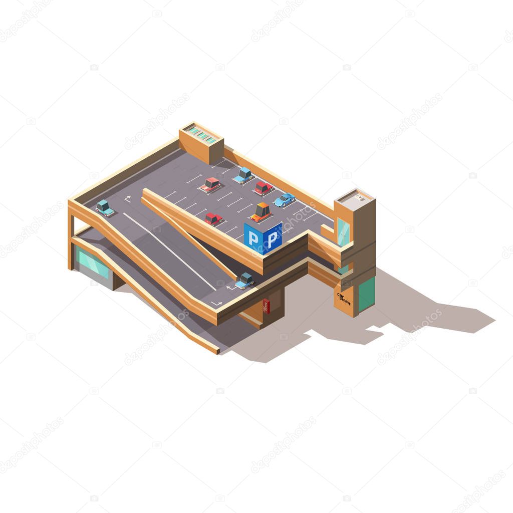 City multilevel car parking isometric vector