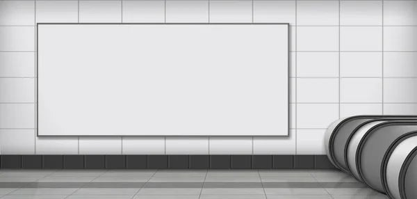 Prázdný Billboard v realistický vektor stanice metra — Stockový vektor