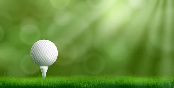 Pelota de golf en tee fondo vector realista — Vector de stock