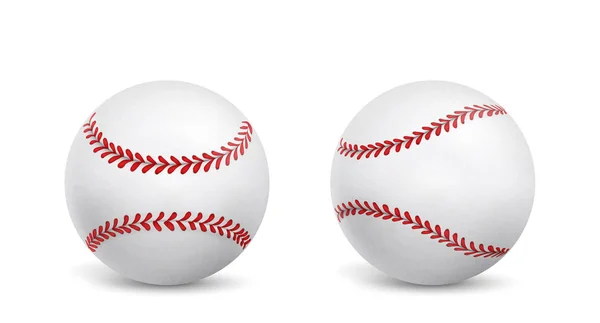 Nuevas bolas de béisbol aislado vector realista — Vector de stock