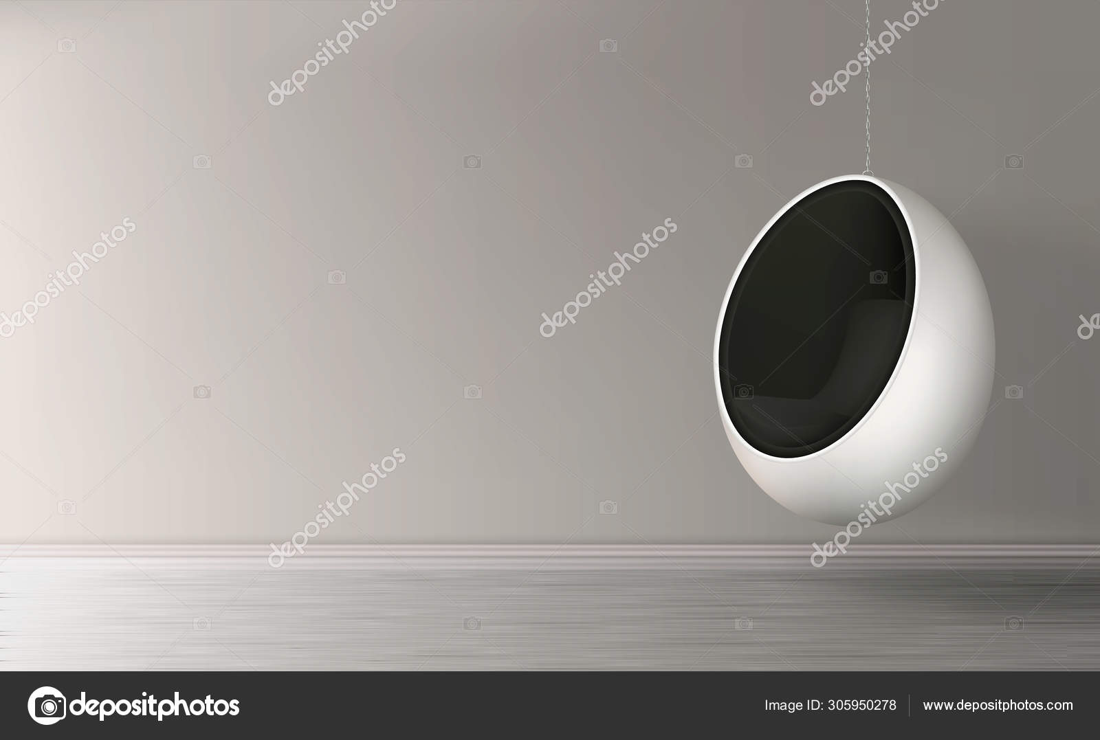 Hanging On Chain Egg Chair Realistic Vector Stock Vector