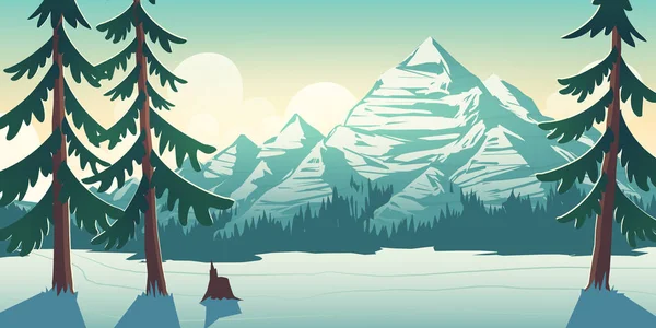 Nationaal Park winter landschap cartoon vector — Stockvector