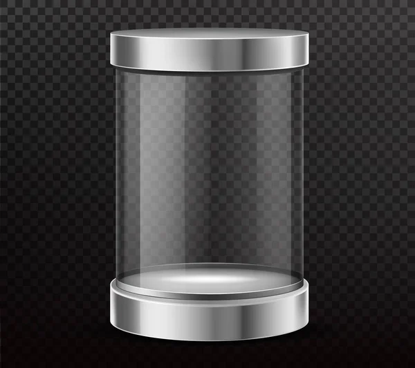 Sellado, cápsula de cilindro de vidrio vector realista — Vector de stock