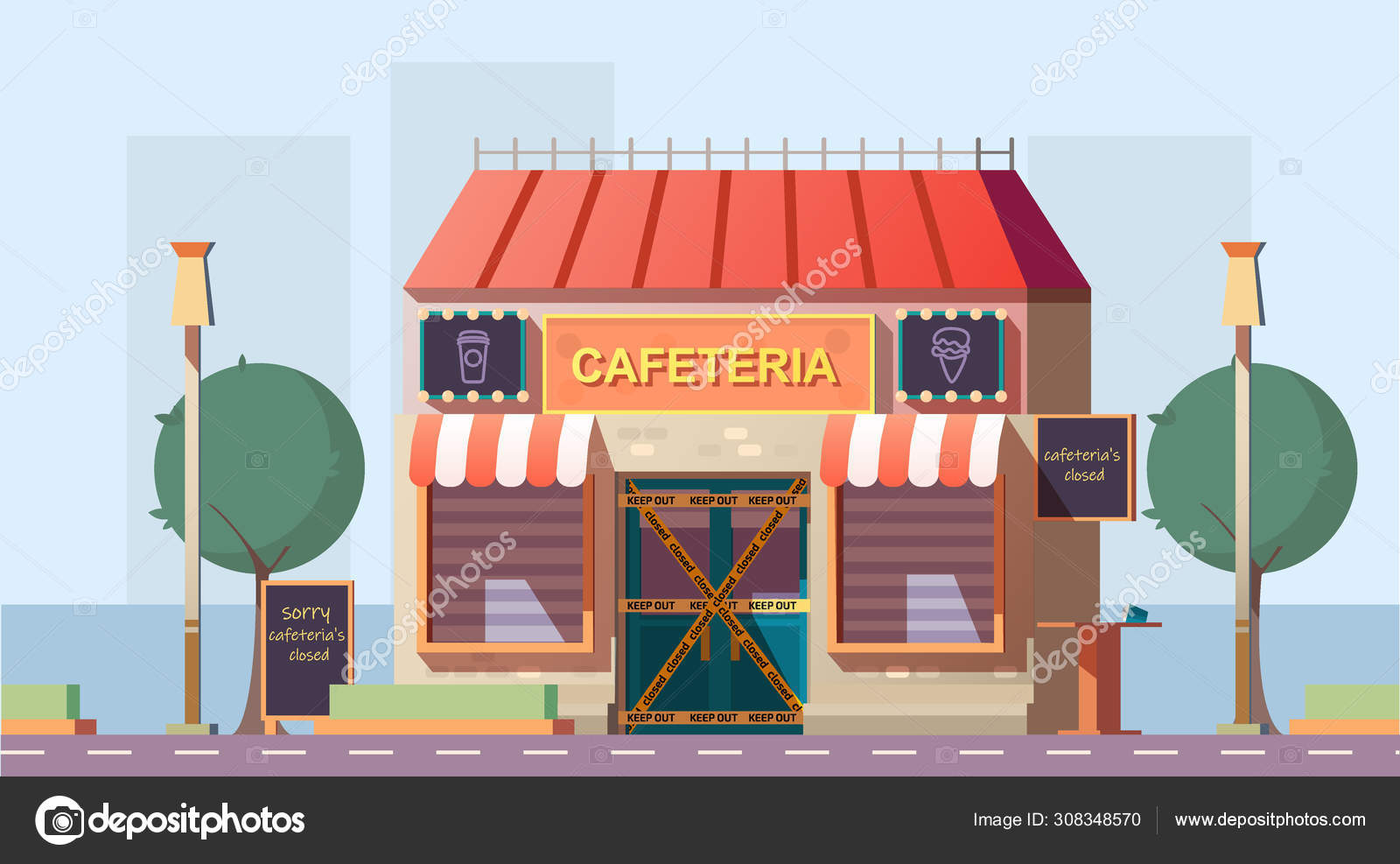 Closed because of bankruptcy cafe cartoon vector Stock Vector Image by  ©vectorpocket #308348570