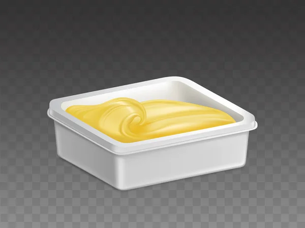 Margarin műanyag tartályban reális vektor — Stock Vector