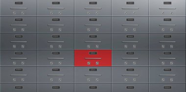 Bank deposit safe boxes wall realistic vector clipart