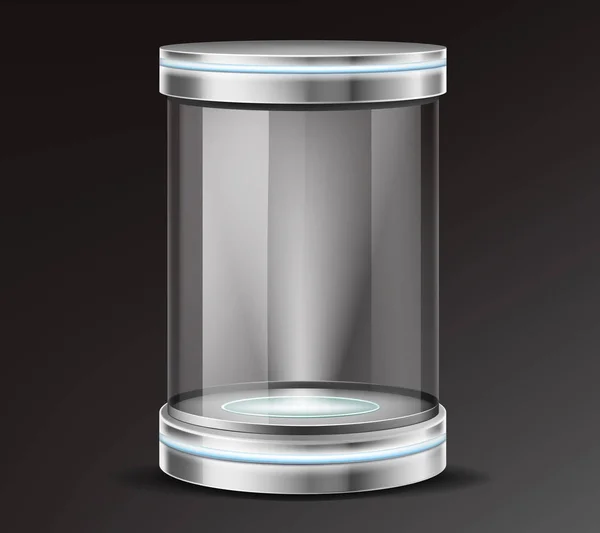 Exposition de produit récipient en verre vecteur réaliste — Image vectorielle