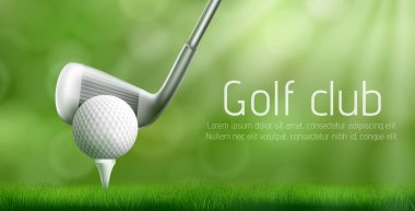 Golf kulübü turnuvası gerçekçi vektör pankartı