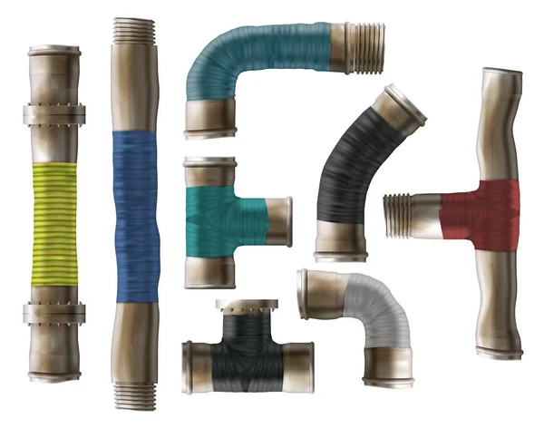 수도관들이 굴려 놓은 실용적 인 수리 벡터 — 스톡 벡터
