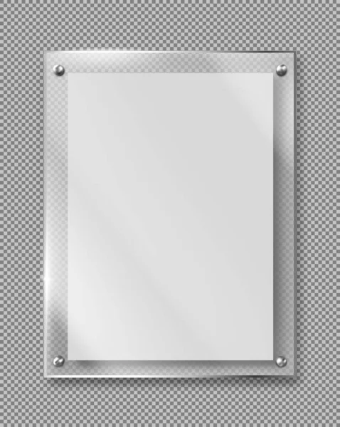 Cartel en blanco, marco de vidrio banner vector realista — Vector de stock