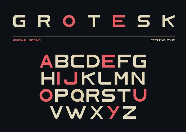 Latijnse alfabet, sans serif lettertype in grotesk stijl — Stockvector