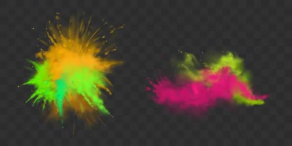 Set de peinture en poudre Holi isolé, colorant pour festival — Image vectorielle