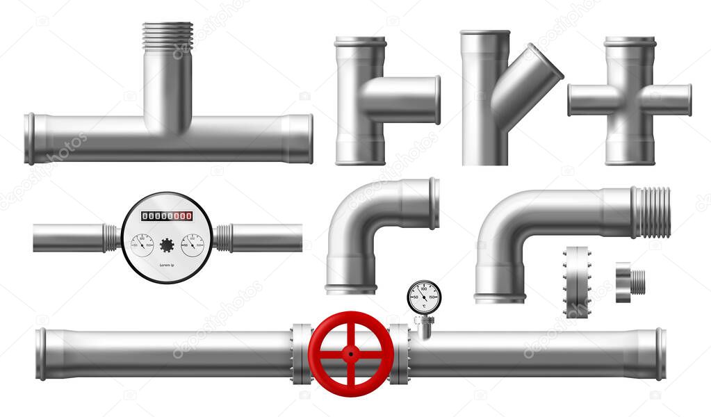 Water counter, pressure regulator, metallic pipes