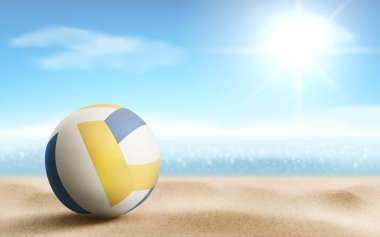 Volleyball ball on sandy beach background, vector vector Volleyball ball on sandy beach background, vector vector