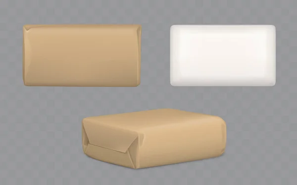 Pacotes de encomendas acondicionados em papel castanho e branco — Vetor de Stock