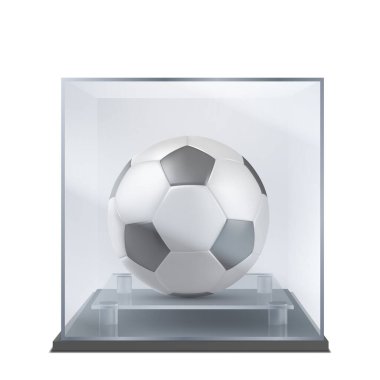 Cam kutunun altındaki futbol topu gerçekçi vektör