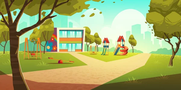 Jardin d'enfants aire de jeux pour enfants, espace enfants vide — Image vectorielle