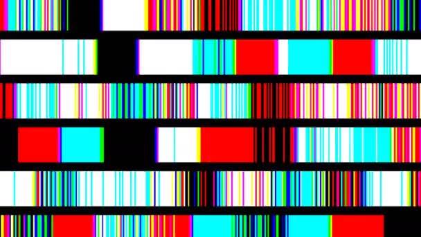 Secuencia colorida intermitente en líneas en movimiento aleatorio — Vídeos de Stock