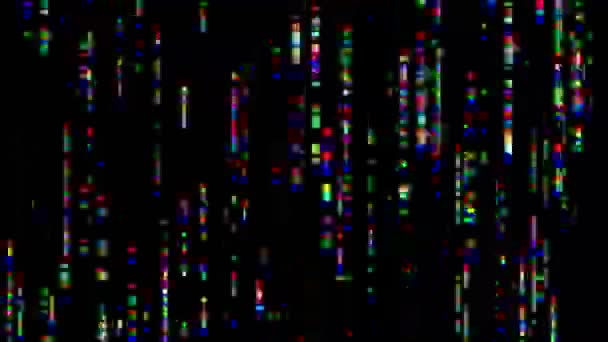 Tela digital quebrada com pixels coloridos piscando rapidamente — Vídeo de Stock