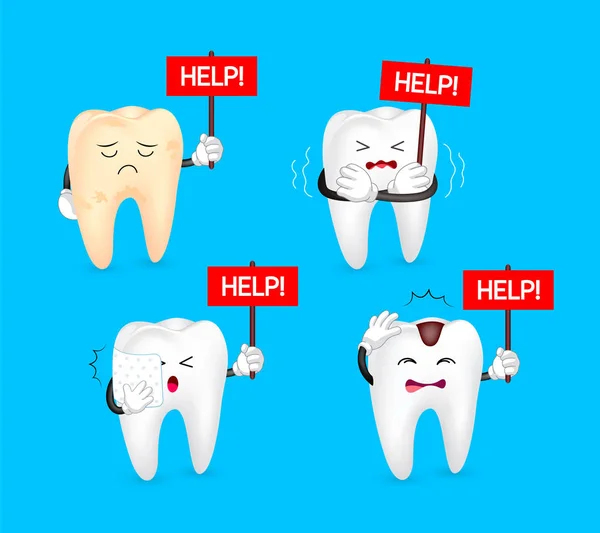 Insalubre Dente Segurando Sinal Ajuda Parte Corpo Humano Requer Cuidados —  Vetores de Stock