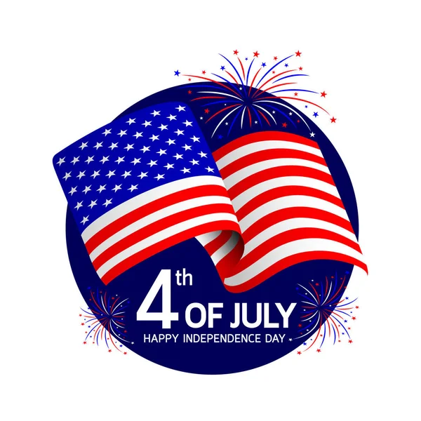 Independence Day Usa Flags Fireworks Celebration Happy 4Th July Illustration — Stock Vector