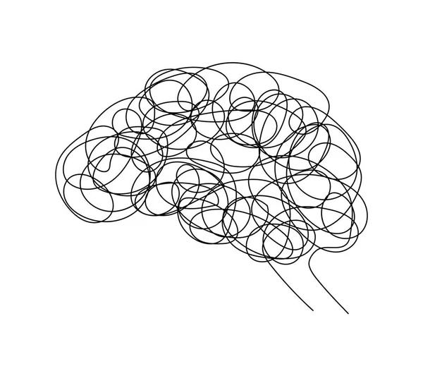Resumen Del Cerebro Humano Garabato Dibujado Mano Estilo Símbolo Idea — Vector de stock