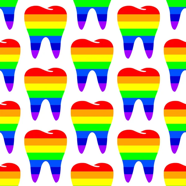 Rainbow Zębów Bez Szwu Wzór Pojęcie Opieki Stomatologicznej Wektor Ilustracja — Wektor stockowy