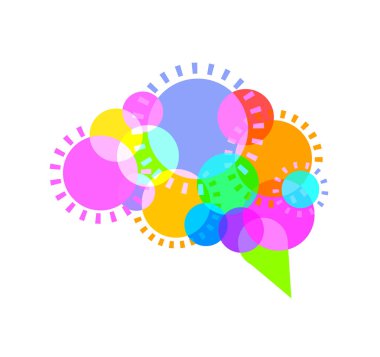 İnsan beyni şekli daire. Renkli simge tasarım, yaratıcı fikir kavramı. İllüstrasyon izole beyaz arka plan üzerinde.