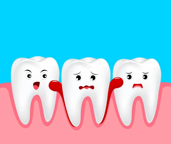 Χαριτωμένο Χαρακτήρα Κινουμένων Σχεδίων Των Δοντιών Πρόβλημα Των Ούλων Οδοντιατρική — Διανυσματικό Αρχείο