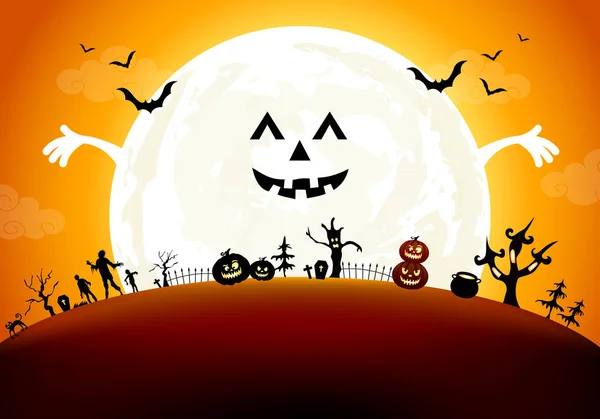 Diseño Fondo Halloween Con Luna Esta Ilustración Puede Utilizar Como — Vector de stock