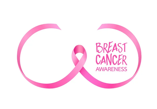 Pink Ribbon Curve Breast Shape Breast Cancer Awareness Month Campaign — Stock Vector