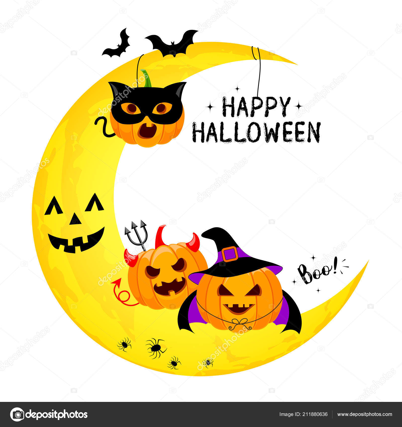 Funny Cute Cartoon Pumpkin Character Happy Halloween Day Concept Design Stock Vector C Wowow 211880636
