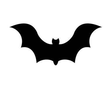 Cadılar Bayramı Siyah yarasa simgesi tasarım. Siluet stil. Beyaz arka plan üzerinde izole vektör çizim.