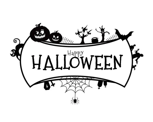 Happy Halloween Bokstäver Med Halloween Element Design Vektorillustration Isolerade Vit — Stock vektor