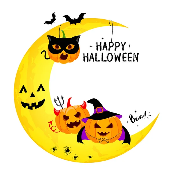 Lustige Niedliche Cartoon Kürbis Figur Happy Halloween Day Konzept Design — Stockvektor