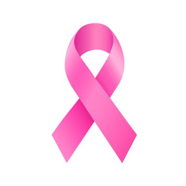 Pembe kurdele simgesi. Meme kanseri bilinçlendirme ay kampanyası. Simgesi tasarım. Beyaz arka plan üzerinde izole vektör çizim.