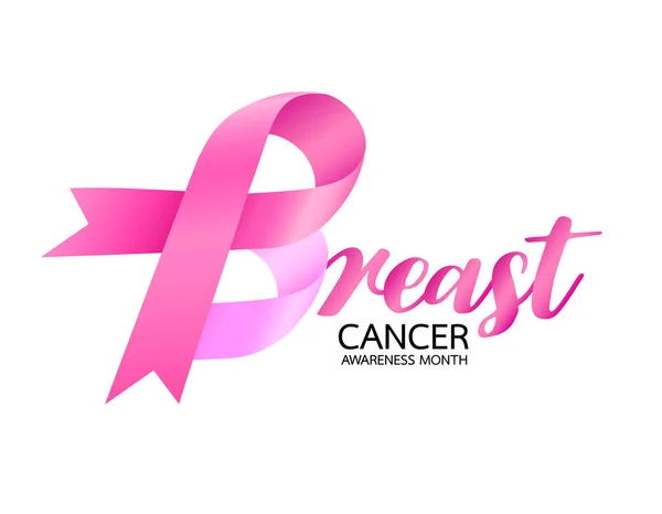 Desenho Campanha Mês Conscientização Câncer Mama Com Fita Rosa Design —  Vetores de Stock