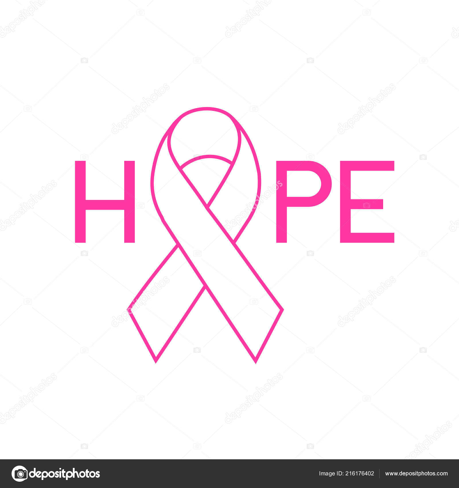 Hope Lettering Design Ribbon Breast Cancer Awareness Month